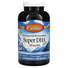 Рыбий жир и Омега 3, 6, 9 Carlson, Super-DHA Gems, 500 мг, 180 желатиновых капсул
