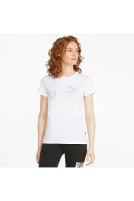 Ess Metalic Logo Kadın Beyaz Tişört (848303-02)