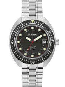 Мужские наручные часы с серебряным браслетом Bulova 96B344 Oceanographer automatic 41mm 20ATM