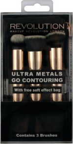 Кисть, спонж или аппликатор для макияжа Makeup Revolution Ultra Metals Go Contouring Zestaw 3 pędzli do konturowania twarzy