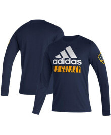 adidas men's Navy LA Galaxy Vintage-Inspired AEROREADY Long Sleeve T-shirt