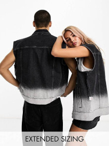 Calvin Klein Jeans – Unisex-Jeansweste in Schwarz mit Oversize-Schnitt und Ombré-Färbung, exklusiv bei ASOS