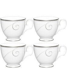 Noritake platinum Wave Set of 4 Cups, Service For 4