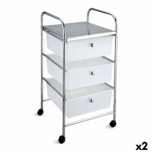 Chest of drawers Confortime Metal With wheels Plastic 33 x 32,5 x 65 cm (2 Units)