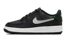 Nike Air Force 1 Low /1 魔术贴 休闲 透气 低帮 板鞋 GS 黑白蓝 / Кроссовки Nike Air Force 1 Low 1 GS DH7341-001