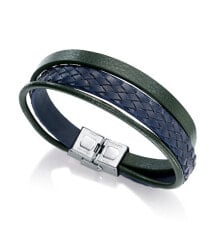 Мужской кожаный браслет синий зеленый плетеный Viceroy 75224P01016