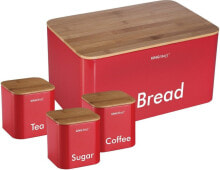 Хлебницы и корзины для хлеба kingHoff Bamboo-Steel Bread Box with Containers (KH-1085)