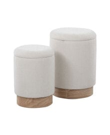 Lumisource marla Contemporary Nesting Ottoman Set in Wood and Fabric by Lumisource