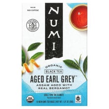 Numi Tea, Органический черный чай, выдержанный Эрл Грей, 18 чайных пакетиков, 1,27 унции (36 г)