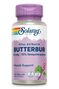 Болеутоляющие и противовоспалительные средства Solaray Butterbur Белокопытник для поддержки мышц 50 мг 60 веганских капсул