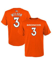 Outerstuff big Boys Russell Wilson Orange Denver Broncos Mainliner Player Name and Number T-shirt