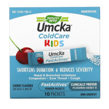 Umcka, ColdCare Kids, FastActives, For Ages 6 and Up, Cherry, 10 Powder Packets