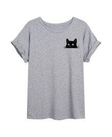 Hybrid Apparel Trendy Juniors Peeking Cat Graphic Oversized Tee купить онлайн