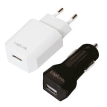 Зарядные устройства для смартфонов logiLink PA0109 зарядное устройство для мобильных устройств Авто, Для помещений Черный, Белый