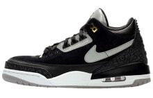 Jordan Air Jordan 3 tinker 透气 中帮 复古篮球鞋 男款 黑白 / Кроссовки Nike Air Jordan 3 Retro Tinker Black Cement Gold (Черный)