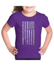 LA Pop Art big Girl's Word Art T-shirt - National Anthem Flag