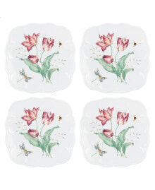 Lenox butterfly Meadow Square Accent Plate Set, Set of 4