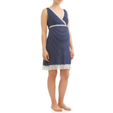 Купить нижнее белье для беременных Lamaze: Nurture by Lamaze Womens Blue Striped Nursing Full Coverage Sleep Chemise Sz 3XL