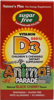 Витамин D NaturesPlus Chewable Vitamin D3 Детский витамин D-3 500 МЕ  90 мармеладок с вишневым вкусом