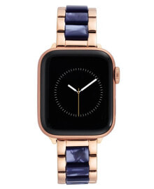 42/44/45mm Apple Watch Bracelet in Navy Resin and Rose Gold Stainless Steel With Rose Gold Adaptors