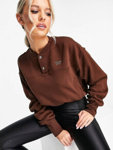 Женские свитшоты reebok button down cropped sweatshirt in brown