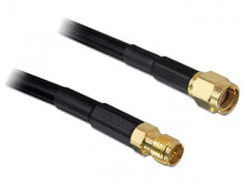 Комплектующие для телекоммуникационных шкафов и стоек DeLOCK 10m RP-SMA коаксиальный кабель CFD200 Черный 88432