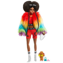 Куклы модельные Barbie Extra Doll #1 in Rainbow Coat with Pet Poodle GVR04