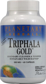 Витамины и БАДы для пищеварительной системы planetary Herbals Triphala Gold Трифала - растительное очищающее и тонизирующее средство для кишечника 550 мг 60 вегетарианских капсулы