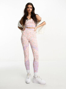 Miss Selfridge mixed panel legging co-ord in ditsy floral print купить онлайн