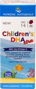 Рыбий жир и Омега 3, 6, 9 nordic Naturals, Children&#039;s DHA Xtra, для детей возрастом 1–6 лет, вкус ягодного пунша, 880 мг, 60 мл (2 жидк. унции)