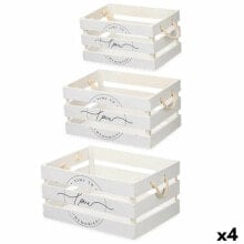 Set of decorative boxes Love 3 Pieces White Wood (4 Units)