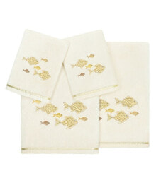 Linum Home textiles Turkish Cotton Figi Embellished Bath Towel Set, 2 Piece