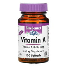 Витамин А Bluebonnet Nutrition, витамин A, 3000 мкг, 100 капсул