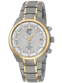Аналоговые мужские наручные часы с серебряным браслетом ETT EGT-11337-51M Solar Drive Radio Controlled Aquanaut II Titan Mens 42mm