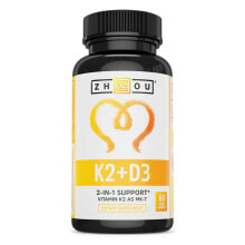 Витамин Д Zhou K2 plus D3  Комплекс с витаминами D-3 и К-2  - 60 веганских капсул