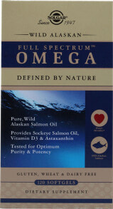 Рыбий жир и Омега 3, 6, 9 Solgar Wild Alaskan Full Spectrum Omega Масло дикого аляскинского лосося 120 гелевых капсул