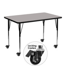 Flash Furniture mobile 30''W X 48''L Rectangular Grey Hp Laminate Activity Table - Standard Height Adjustable Legs