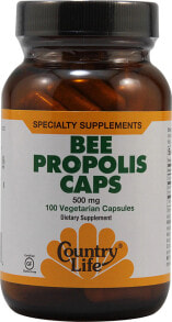 Прополис и пчелиное маточное молочко Country Life, Пчелиный прополис, 250 мг, 100 % вегетарианские капсулы