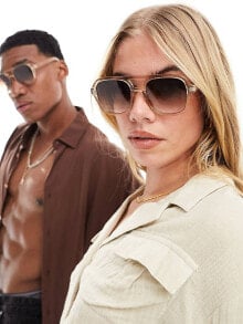 Купить мужские солнцезащитные очки Jeepers Peepers: Jeepers Peepers aviator sunglasses in beige transparent