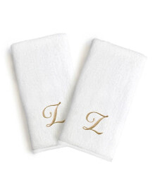 Linum Home linum Gold Font Monogrammed Luxury 100% Turkish Cotton Novelty 2-Piece Hand Towels, 16