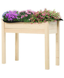 Outsunny elevated Natural Garden Plant Stand Outdoor Flower Bed Box Wooden