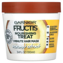 Маски и сыворотки для волос Garnier, Fructis, 1-минутная питательная маска для волос, с экстрактом кокоса, 100 мл