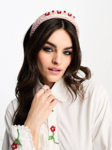 Женские повязки на голову dream Sister Jane pearl embellished jacquard headband in pink