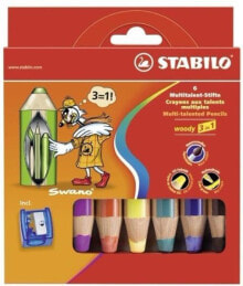 Цветные карандаши для рисования для детей stabilo Kredki Woody 6 kol. (8806)