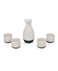 True Brands fervor Ceramic Hot and Cold Sake Carafe and Cup Set, 5 Piece