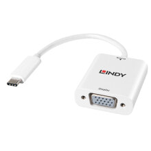 Компьютерные разъемы и переходники Lindy 43242 видео кабель адаптер 0,17 m VGA (D-Sub) USB Type-C Белый