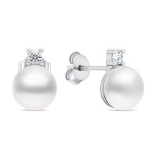 Ювелирные серьги elegant silver earrings with real pearls EA597W