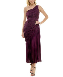 Купить женские платья Taylor: Women's Asymmetric Ruched Pleated One-Shoulder Gown