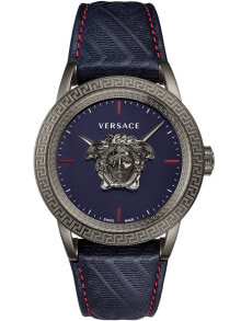 Мужские наручные часы с синим кожаным ремешком Versace VERD00118 Palazzo Empire mens 43mm 5ATM