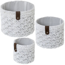 Set of Baskets Alexandra House Living 03816 White wicker Rattan Natural Fibre (3 Units)